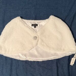 Tahari White Faux Fur Cape